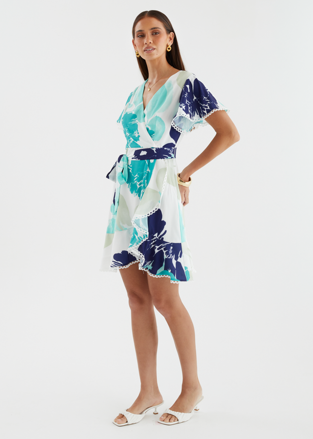 Mabelle Dress - Teal Abstract