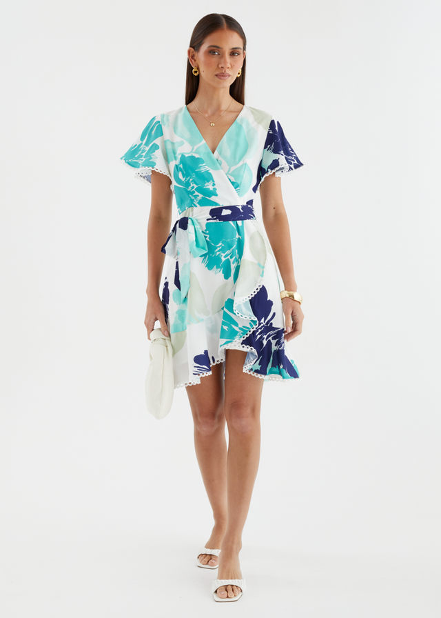 Mabelle Dress - Teal Abstract