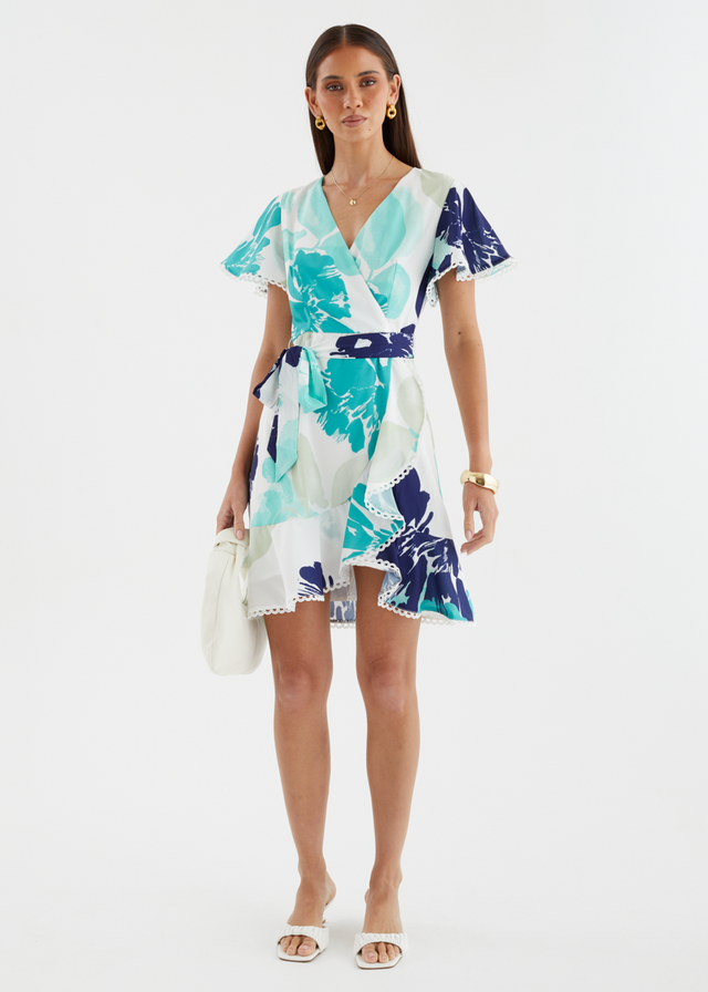 Mabelle Dress - Teal Abstract