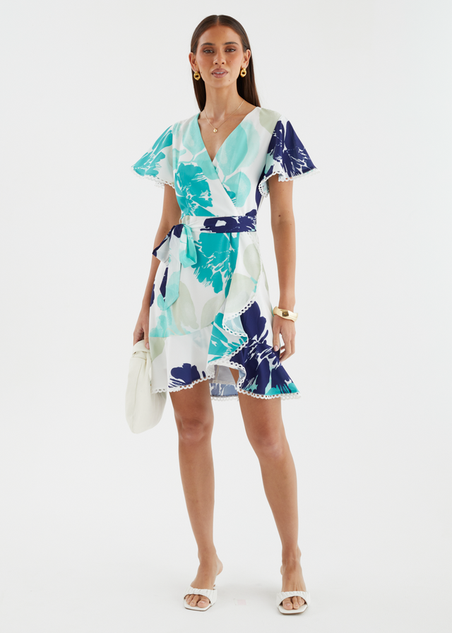 Mabelle Dress - Teal Abstract