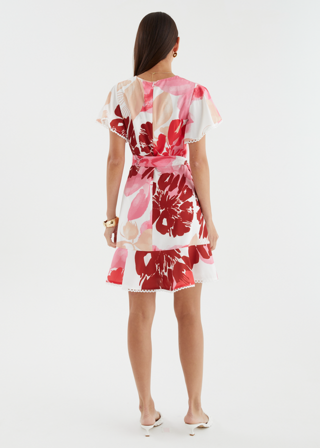 Mabelle Dress - Raspberry Abstract