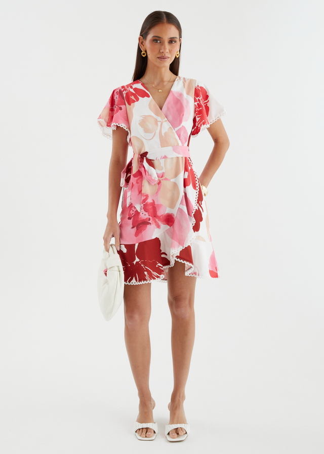 Mabelle Dress - Raspberry Abstract