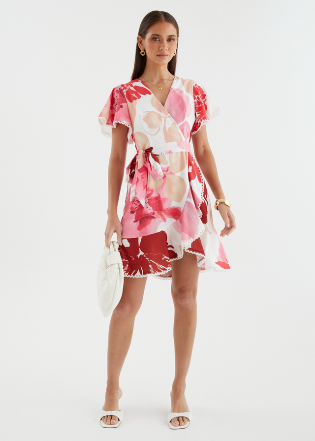 Mabelle Dress - Raspberry Abstract