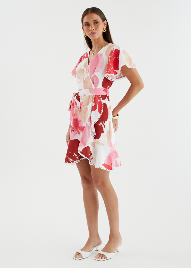 Mabelle Dress - Raspberry Abstract
