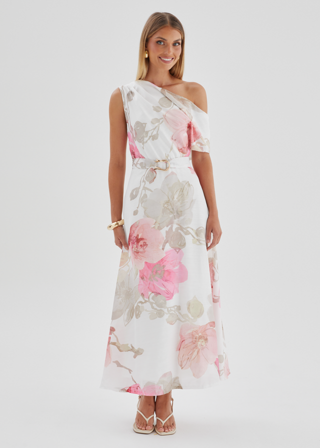 Jacqui Drop Shoulder Midi Dress - Pink Floral