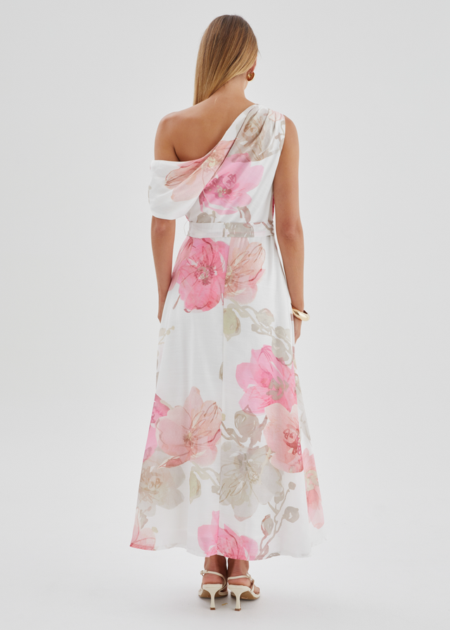 Jacqui Drop Shoulder Midi Dress - Pink Floral