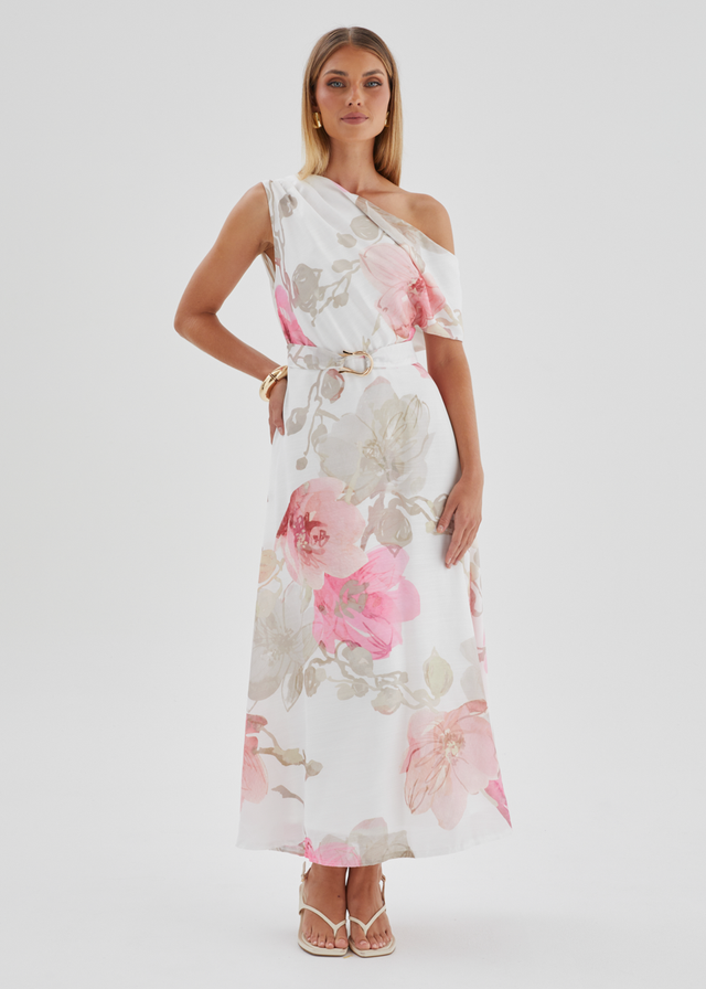 Jacqui Drop Shoulder Midi Dress - Pink Floral