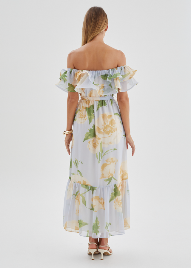 Tarsha Off Shoulder Maxi Dress - Blue Bloom