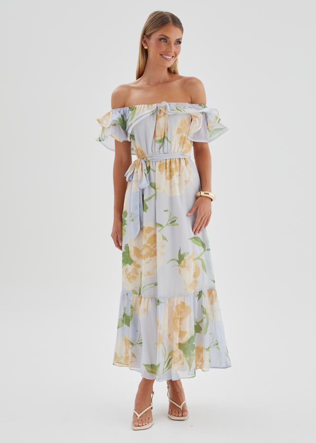 Tarsha Off Shoulder Maxi Dress - Blue Bloom