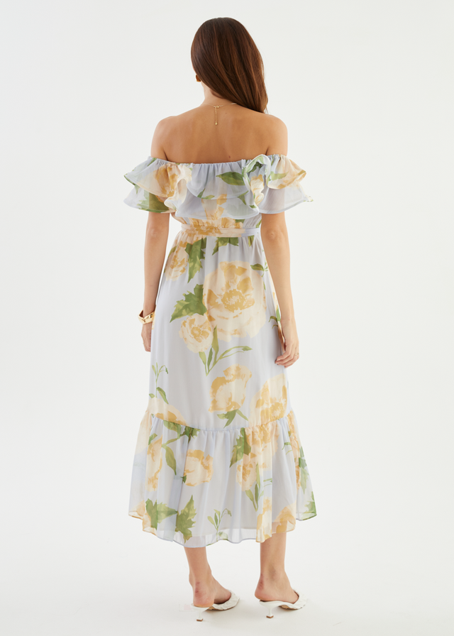 Tarsha Off Shoulder Maxi Dress - Blue Bloom