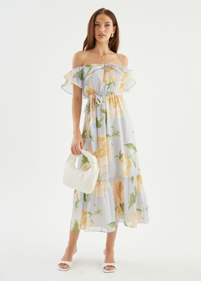 Tarsha Off Shoulder Maxi Dress - Blue Bloom