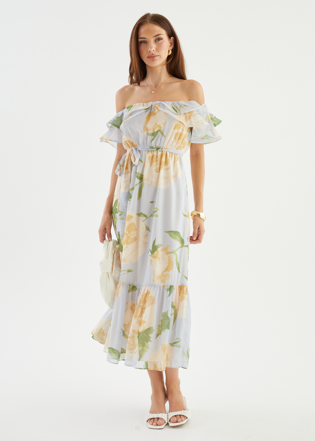 Tarsha Off Shoulder Maxi Dress - Blue Bloom