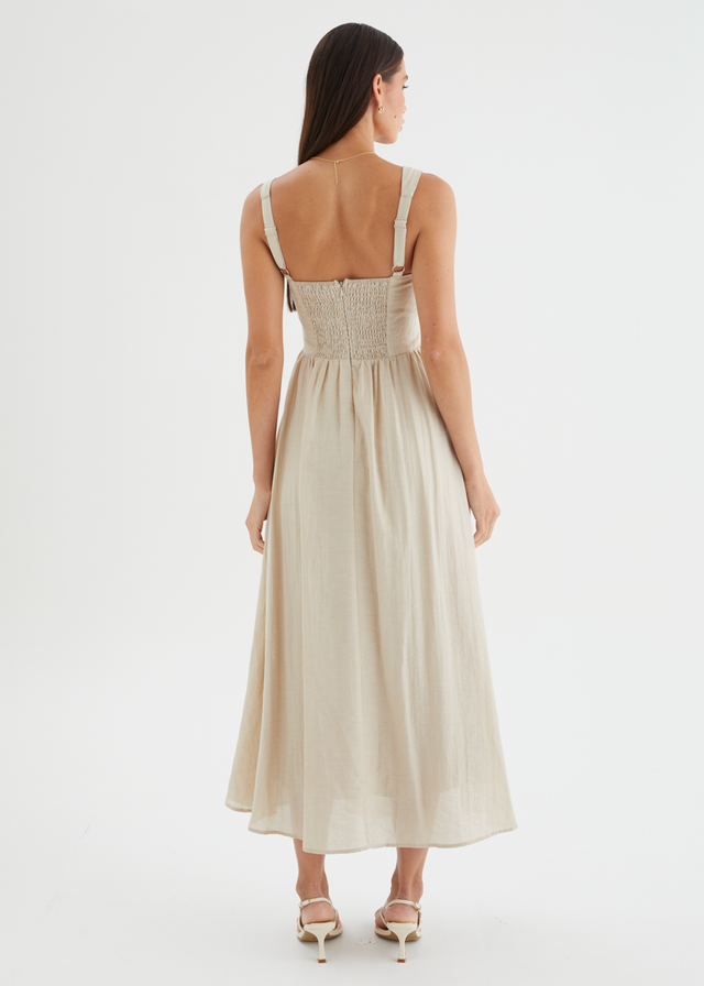Neishia Midi Dress - Beige