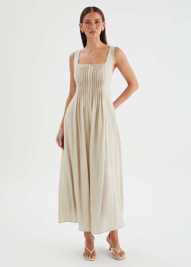 Neishia Midi Dress - Beige