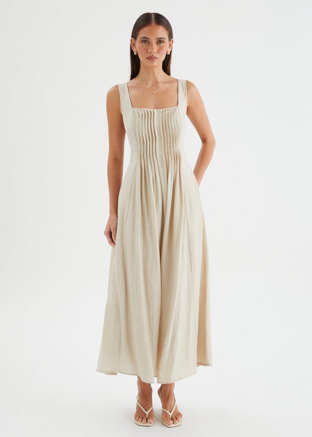 Neishia Midi Dress - Beige