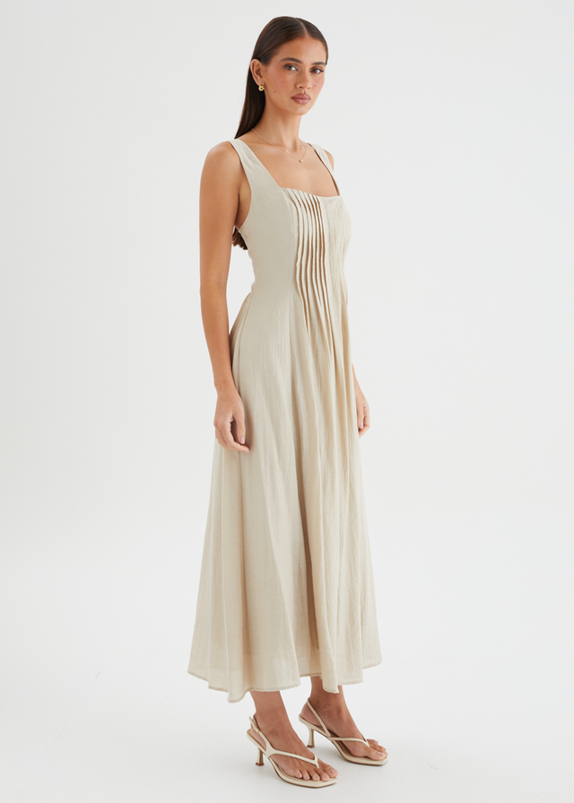 Neishia Midi Dress - Beige