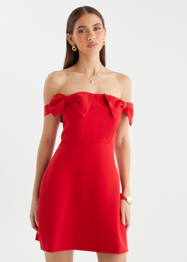 Sofi Off Shoulder Dress - Red