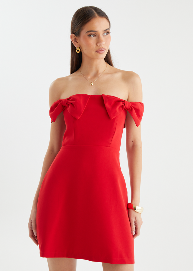 Sofi Off Shoulder Dress - Red