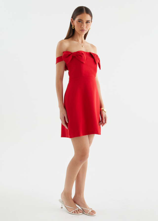 Sofi Off Shoulder Dress - Red