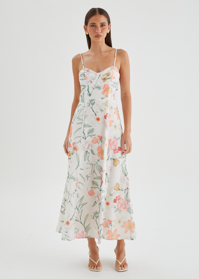 Embreigh Maxi Dress - Apricot Botanica