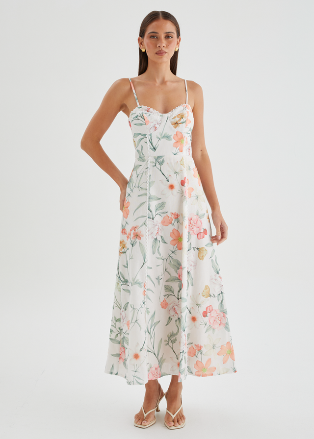 Embreigh Maxi Dress - Apricot Botanica