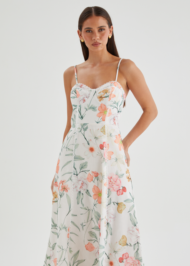 Embreigh Maxi Dress - Apricot Botanica