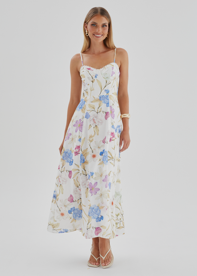 Embreigh Maxi Dress - Blue Botanica