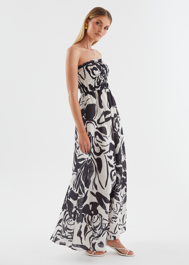 Aspa Strapless Maxi Dress - Black Floral