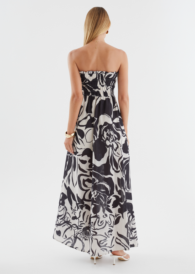 Aspa Strapless Maxi Dress - Black Floral