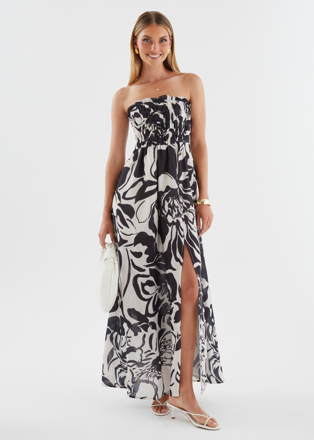 Aspa Strapless Maxi Dress - Black Floral