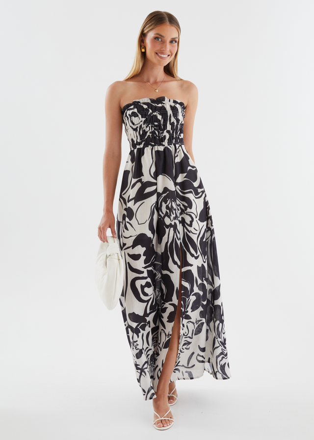 Aspa Strapless Maxi Dress - Black Floral