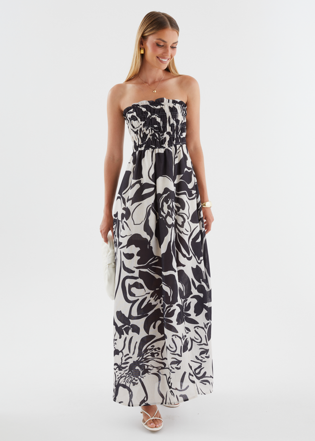 Aspa Strapless Maxi Dress - Black Floral