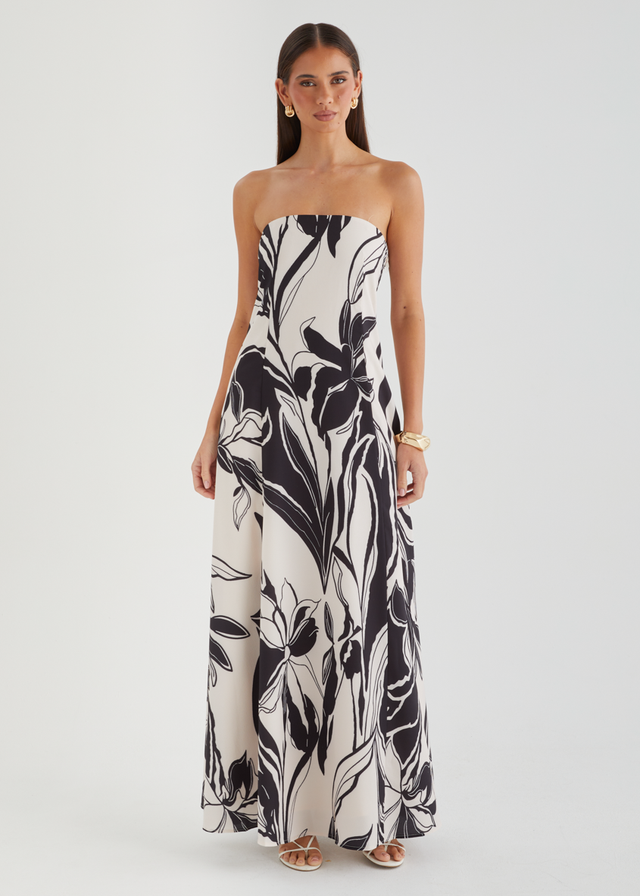 Dallase Strapless Maxi Dress - Black Floral