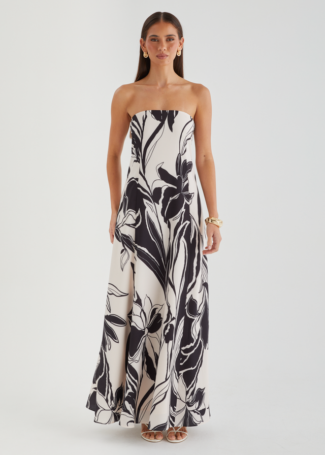 Dallase Strapless Maxi Dress - Black Floral