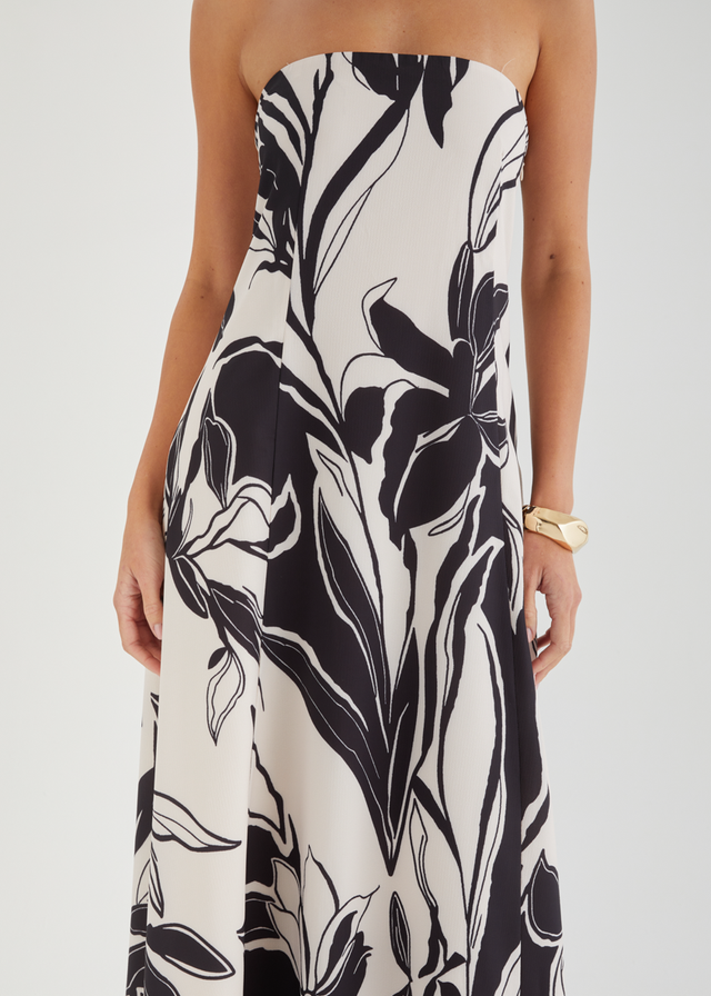 Dallase Strapless Maxi Dress - Black Floral