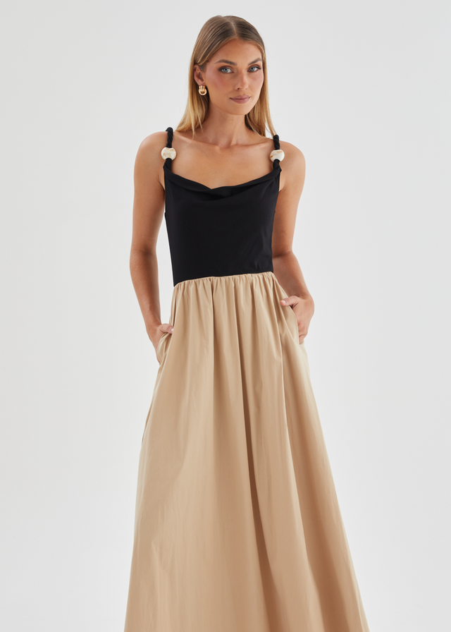 Nessina Maxi Dress - Beige Splice