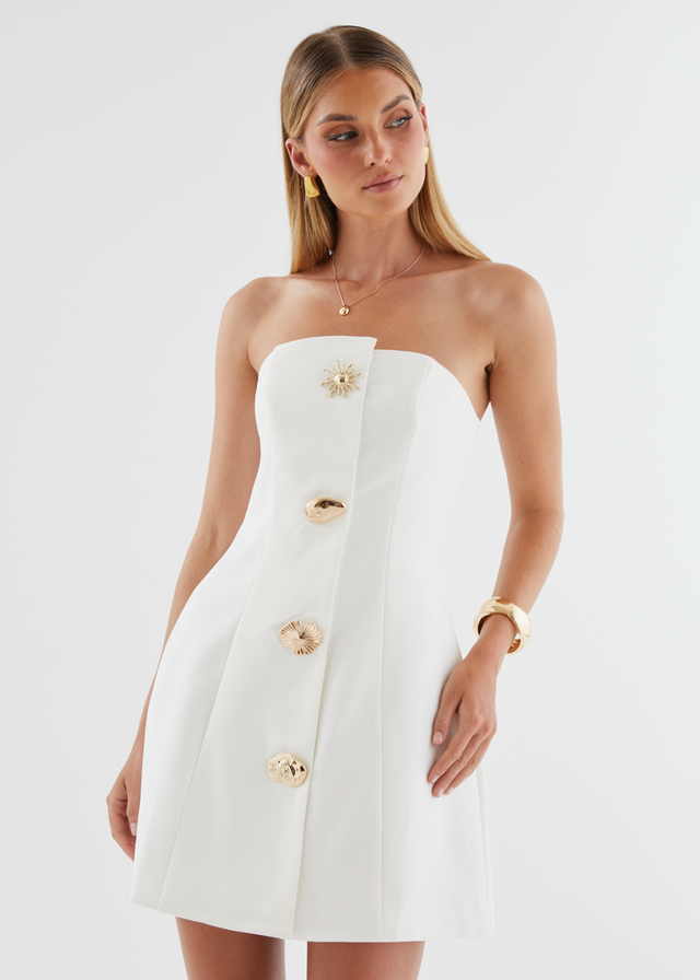 Niccola Strapless Dress - White