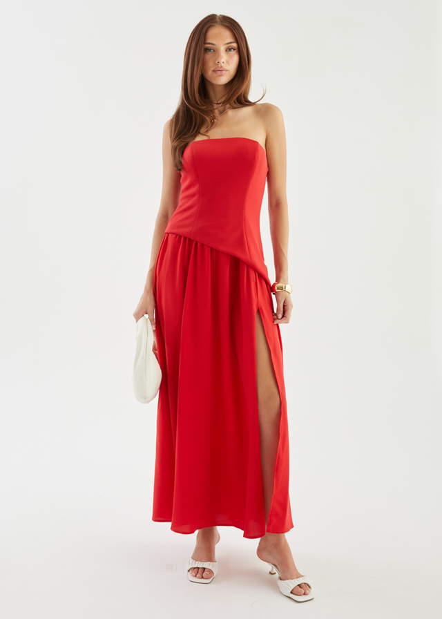 Noraah Strapless Maxi Dress - Red