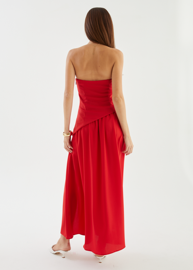 Noraah Strapless Maxi Dress - Red