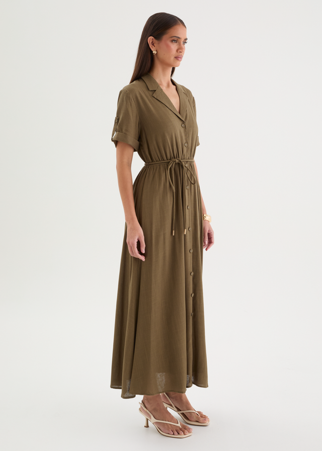 Mireya Midi Dress - Khaki