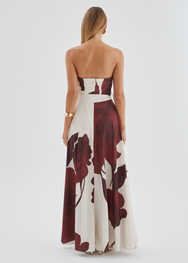 Jorgia Strapless Maxi Dress - Chocolate Floral
