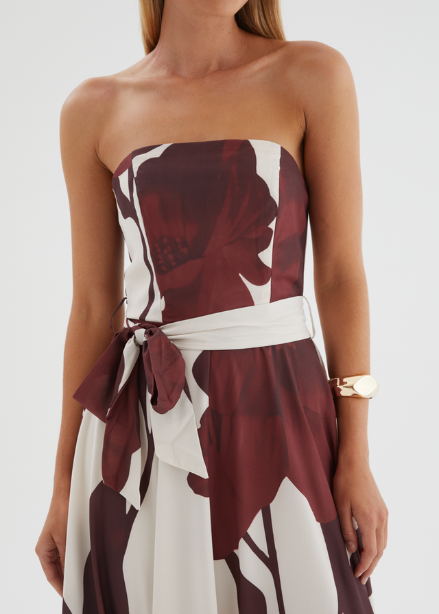 Jorgia Strapless Maxi Dress - Chocolate Floral