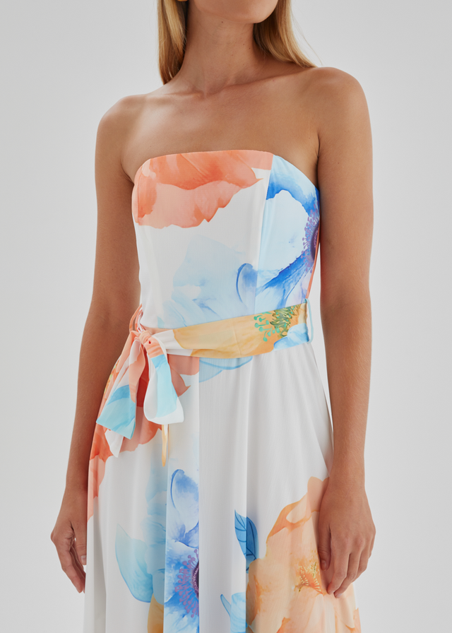 Jorgia Strapless Maxi Dress - Orange Bloom