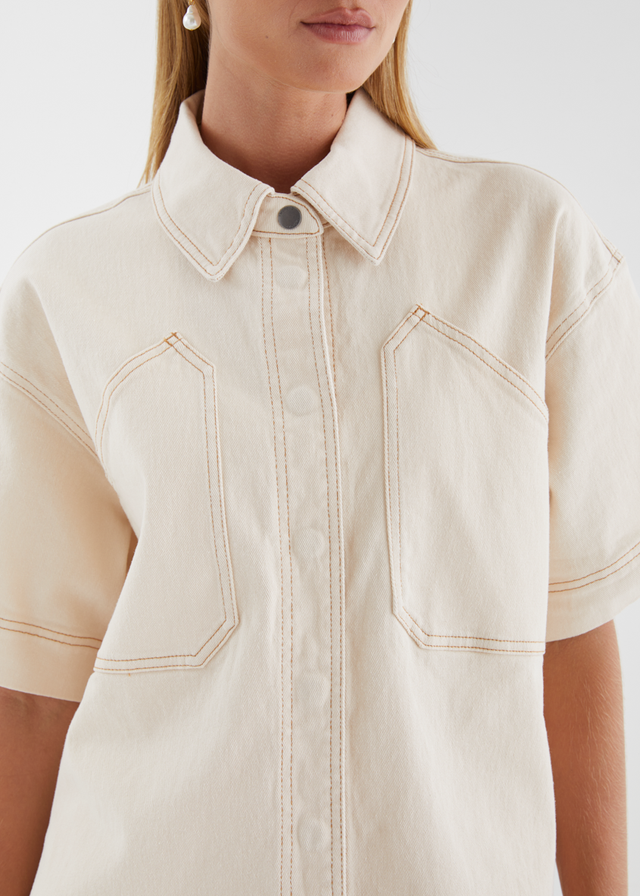 Devorah Denim Shirt - Ecru