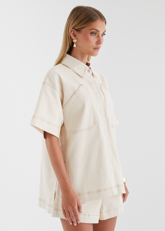 Devorah Denim Shirt - Ecru