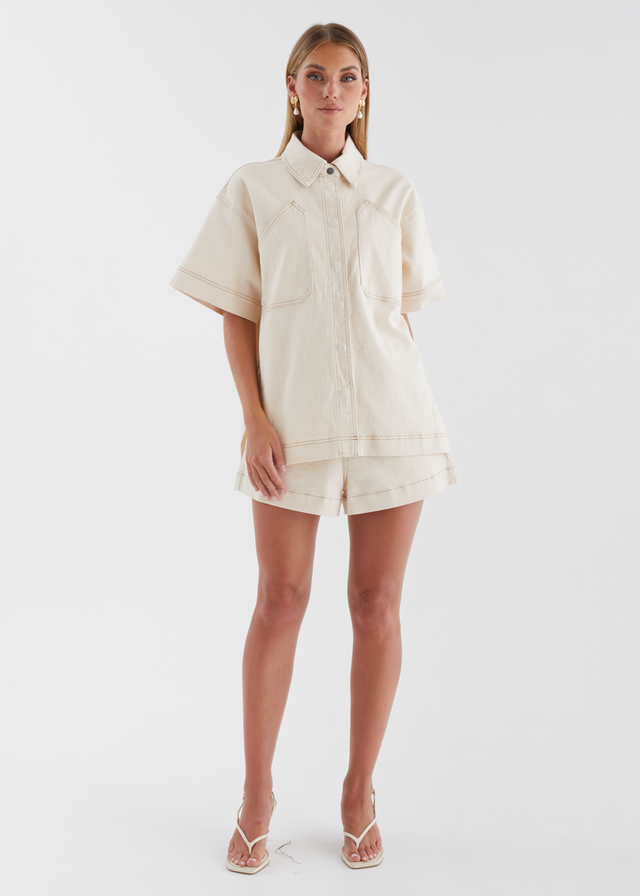 Devorah Denim Shirt - Ecru