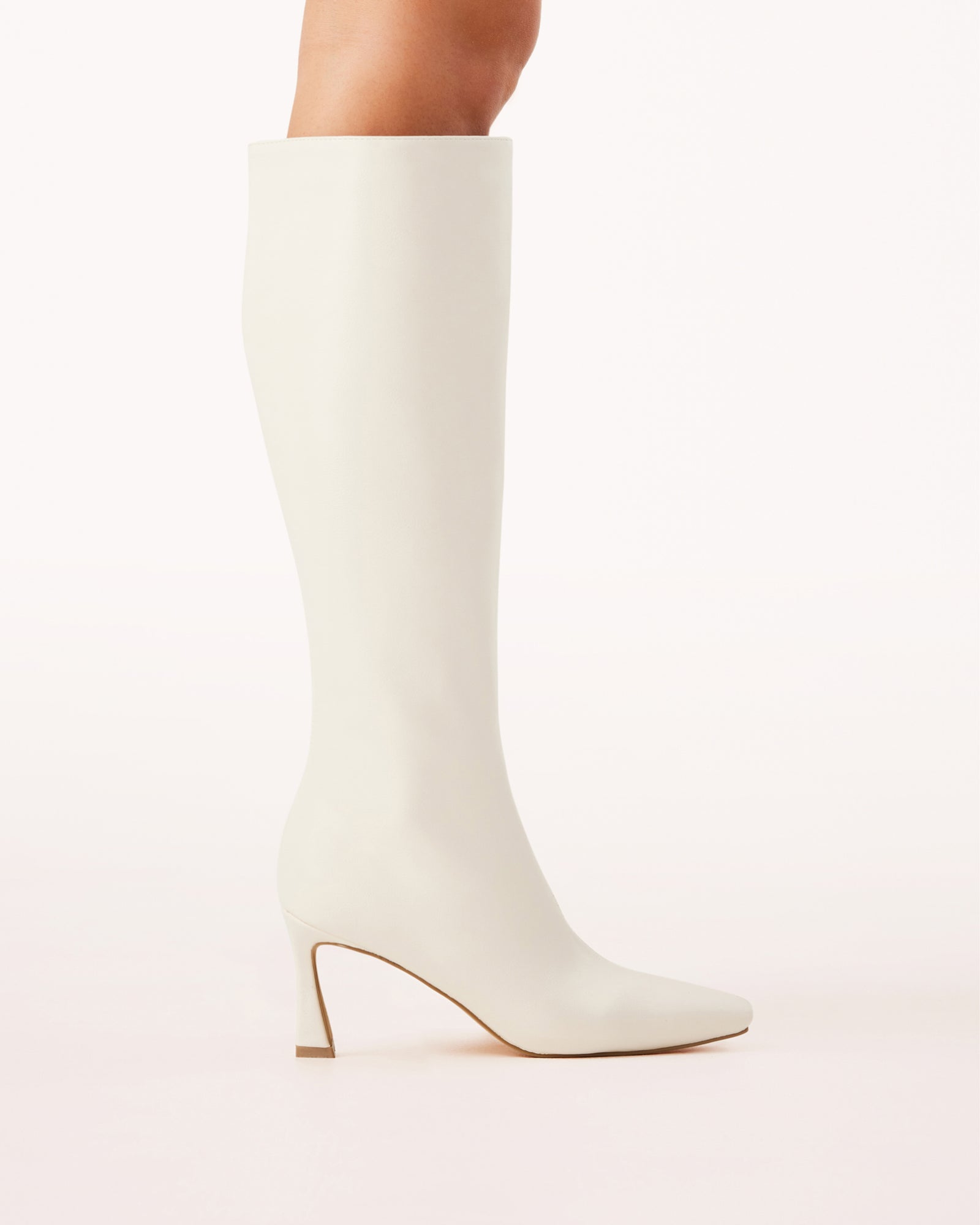white knee high stiletto boots