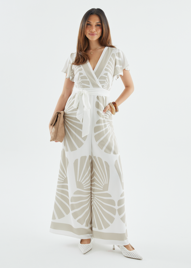 Pascha Pantsuit - Beige Leaf