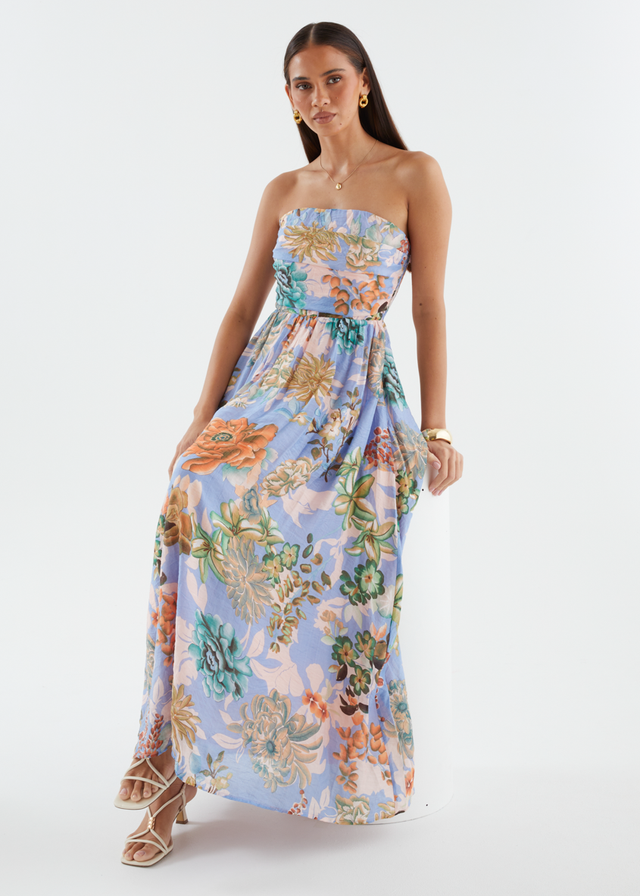 Sharnee Strapless Maxi Dress - Botanical Blue