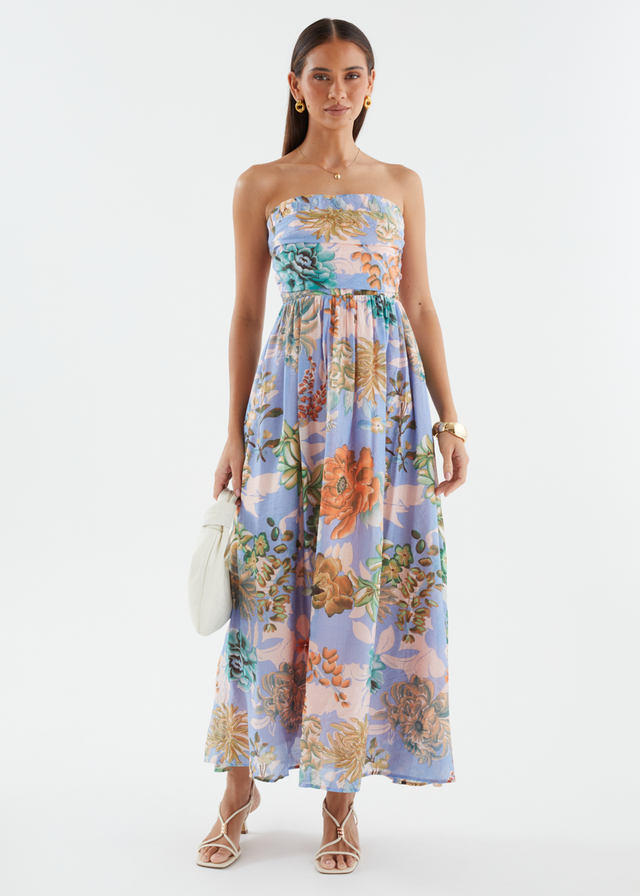 Sharnee Strapless Maxi Dress - Botanical Blue